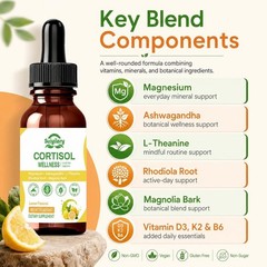 Cortisol Liquid Drops Support Supplements for Men and Women, Cortisol Detox Horm
