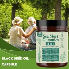 3PCS 16 in 1 Organic Sea Moss Gummy Irishmoss Extract 6000Mg Green Apple Flavor