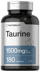 Taurine 1500mg Capsules | 180 Count | Non-GMO and Gluten Free | by Horbaach