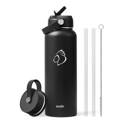 BUZIO 40oz Insulated Water Bottle, Triple Wall Vacuum 40 Ounces, Black