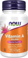 NOW Foods Vitamin A 25,000 IU Softgels – Fish Liver Oil, Immune Support, 100 Cou