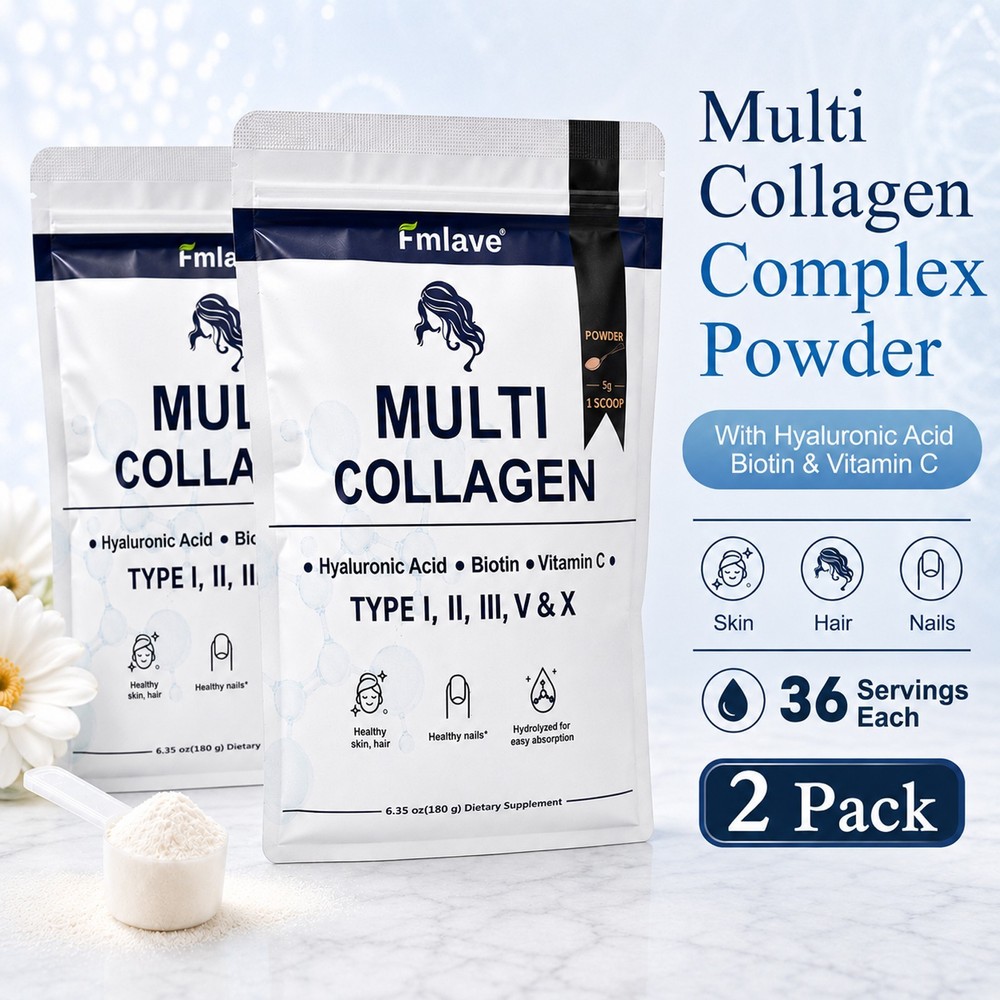 2pack Multi Collagen Peptides Powder Hydrolyzed Type I II III V X Hair Skin Nail