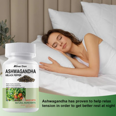Organic Ashwagandha Capsules 1300mg Supplement w/ Black Pepper Root Powder 120Pc