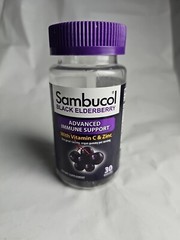 Black Elderberry, Immune Support Gummies with Vitamin C & Zinc, Natural Berry,