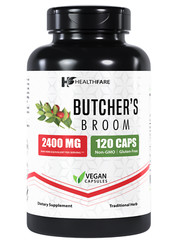 Healthfare Butchers Broom Capsules | 2400mg | 120 Count | Supports Blood