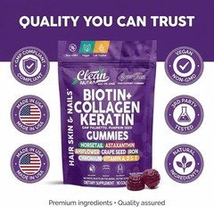 GrowVana Hair Growth Gummies for Women Biotin Collagen Keratin Saw Palmetto Hors