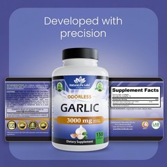Odorless Garlic Extract 100:1 with Olive Oil – 150 Non-GMO Softgels, Gluten-Free