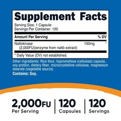 Nutricost Nattokinase 2,000FU, 120 Capsules – Gluten Free, Non-GMO, Vegetarian