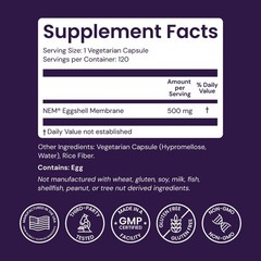 Eggshell Membrane Supplement 500mg – 120 Veggie Caps for Joint Health & Mobility