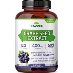 Zazzee High Strength Grape Seed 501 Extract, 120 Vegan Capsules, 95% Polyphen…