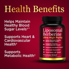 Premium Select Nutrition Liposomal Berberine HCL 60 Count (Pack of 1)