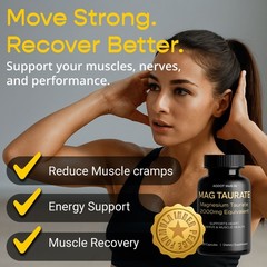 Magnesium Taurate 2000mg | 180 Caps | Calm Energy, Muscle Relief & Nerve Support