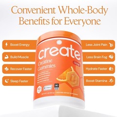 Create Creatine Monohydrate Gummies for Men & Women, Boost Focus, Strength, and