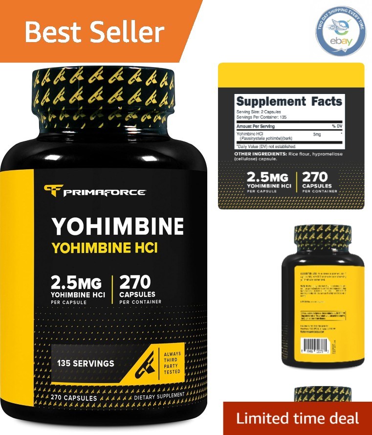 270 Count Yohimbine HCl Capsules – Non-GMO, Zero Fillers, Unflavored