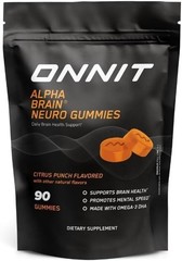 ONNIT Alpha Brain Neuro Focus Gummies Omega-3s, Lutein, Zeaxanthin & Caffeine