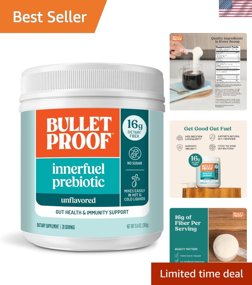 Innerfuel Prebiotic Fiber Powder, Unflavored, 16g Fiber, Plant-Sourced, Non-G…