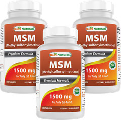 3 Pack Best Naturals MSM 1500 mg 180 Tablets