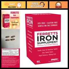High Potency Iron Tablets 106mg – 60 Day Supply, Gentle on Stomach, Anemia Suppo
