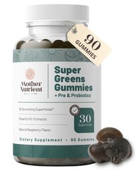 Mother Nutrient Super Greens Gummies for Women, Adults – with Prebiotics & Pr…