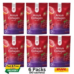 6x ARAYA Collagen Mix Plus Powder Strawberry Drink Supplement