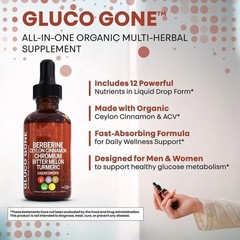 Berberine 3000mg Gymnema/Apple Cider Vinegar/Chromium/Ceylon Cinnamon 2oz Drops