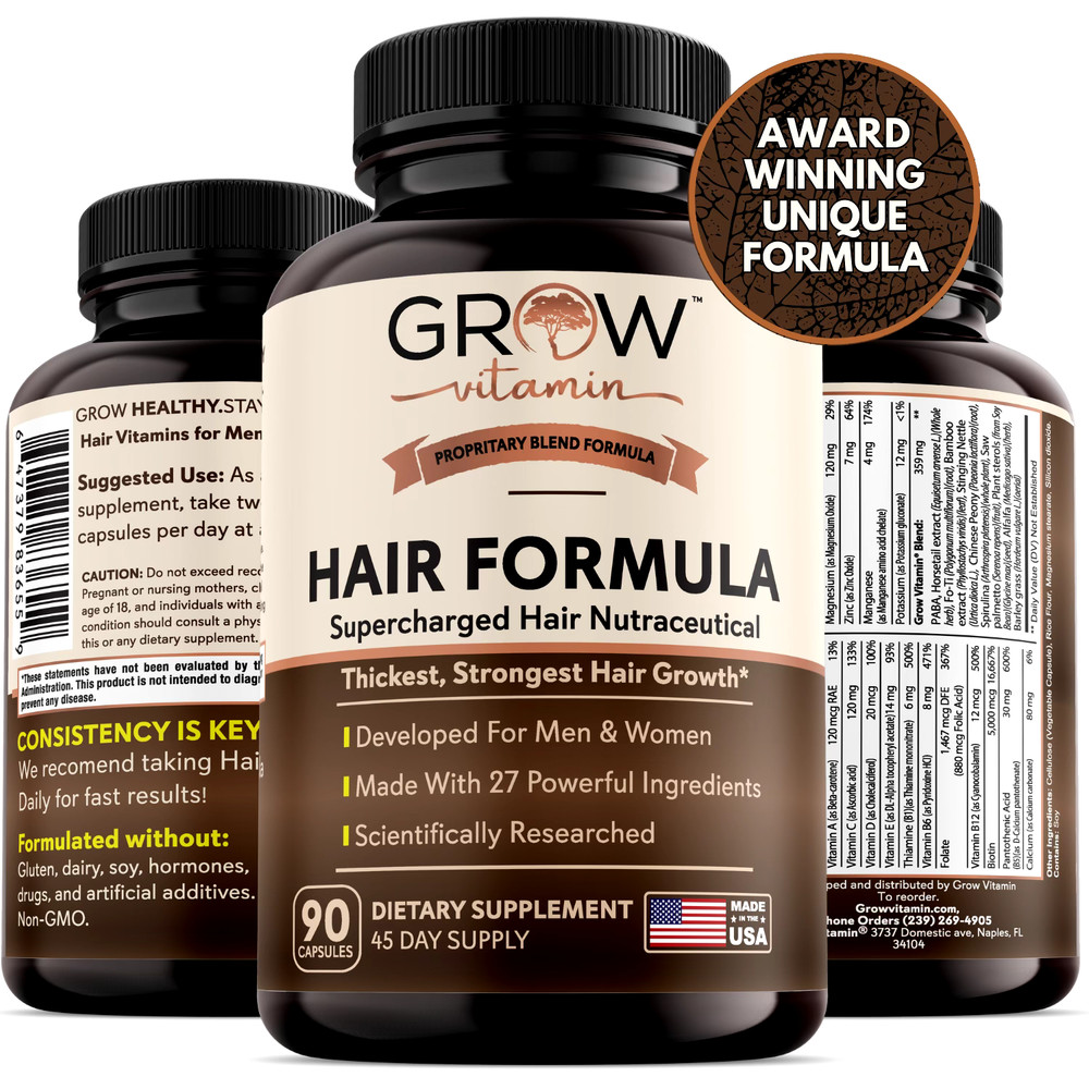 Grow Vitamin Hairfluence 90 Caps Premium Hair Growth Formula