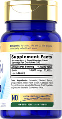 Biotin 10000mcg | 250 Fast Dissolve Tablets | Max Strength | by Carlyle