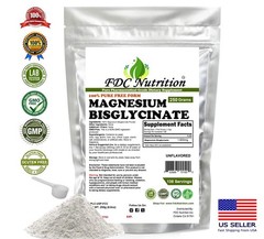 FDC Magnesium Bisglycinate Powder (250 Grams) Unflavored