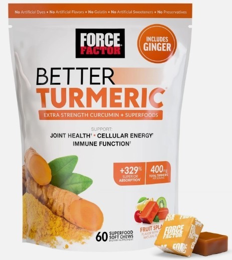 FORCE FACTOR Better Turmeric Supplement 400mg 60 Count (Pack of 1), Orange