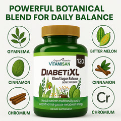 Blood Sugar Support Supplement for Glucose Balance Metabolism Vitamins Herbs 120