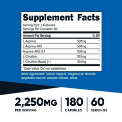 Nutricost Nitric Oxide Booster 750mg, 180 Capsules, 60 Servings USA NEW**