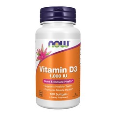 NOW Supplements, Vitamin D-3 1,000 IU, 180 Count (Pack of 1), Yellow/Green
