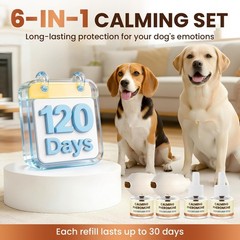 Dog Pheromones Calming Diffuser to Calm Dogs 6 IN 1 Kit (2 Diffusers+4 Refill…
