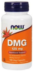 NOW Foods DMG, 125mg 100 Veg Caps N-Dimethyl Glycine Pangamic Amino Acid