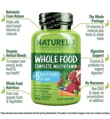 NATURELO Men’s Multivitamin – Whole Food Multivitamin for Men (120 Capsules)