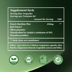 French Maritime Pine Bark Extract 350mg – for Heart & Skin Health, Antioxidant