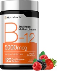 B12 Sublingual Methylcobalamin | 5000mcg | 120 Dissolvable Tablets | by Horbaach