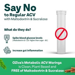 OZiva ACV Moringa Effervescent Tablets Green Apple 60 Tablets 4 Pack