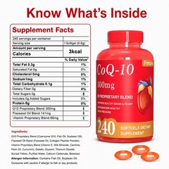 CoQ 10 Coenzyme Q10 Softgels 200mg, 240 Capsules – Vegetarian Non-GMO ubiquinone