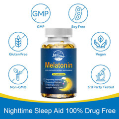 Melatonin 10mg 120 Capsules Improve Sleep Quality Relieve Stress & Vitamin B6