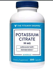 The Vitamin Shoppe Potassium Citrate 99mg 300 Capsules SEE PICTURES