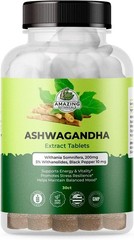 Organic Ashwagandha 200mg Tablets 30:1 Extract + Black Pepper | Vegan 30 Ct