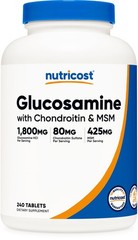 Glucosamine 1800mg with Chondroitin & MSM – 240 Tablets, Non-GMO, Gluten Free