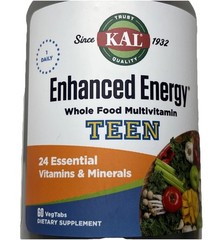 Enhanced Energy Teen Whole Food Multivitamin 60 Veg Tabs New Free Ship Bb: 2/29