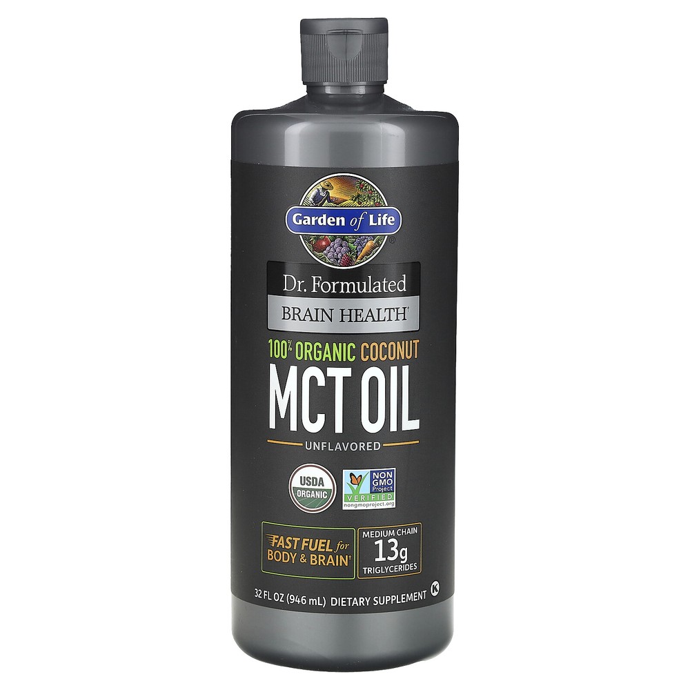 Dr. Formulated Brain Health, 100% Organic Coconut MCT Oil, Unflavored, 13 g, 32