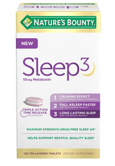 Nature’s Bounty Sleep3 10mg Melatonin 120 Tablets Time Release Sleep Aid Triple