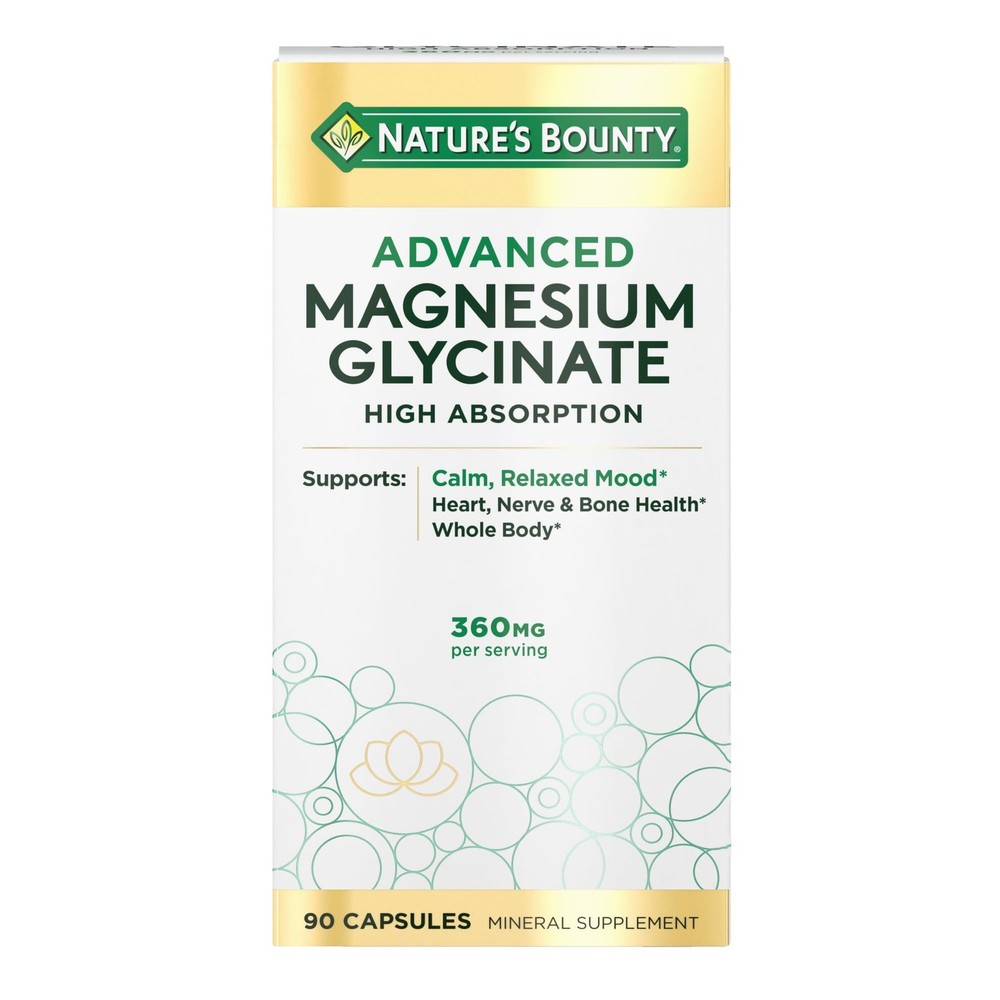 Nature’s Bounty Calm Magnesium Glycinate Supplement – High Absorption Magnesium