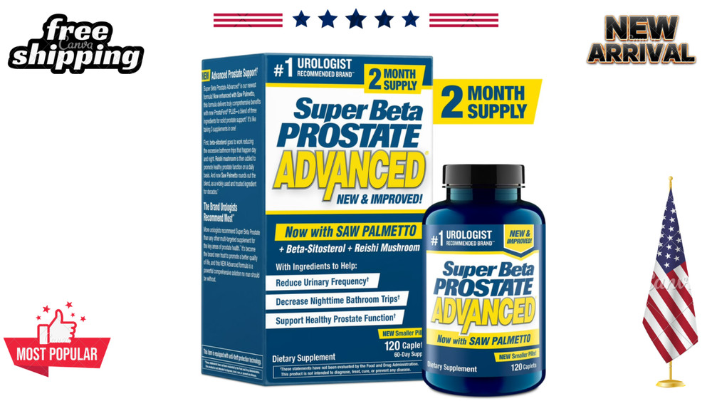 Super Beta Prostate Advanced with Saw Palmetto 120 Capsules Free Shipping
