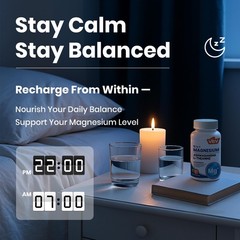 VEV Deep Calm 15 in 1 Magnesium Glycinate & 60 Count (Pack of 1), Green