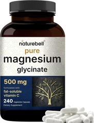 NatureBell Magnesium Glycinate Capsules 500mg | 240 240 Count (Pack of 1)